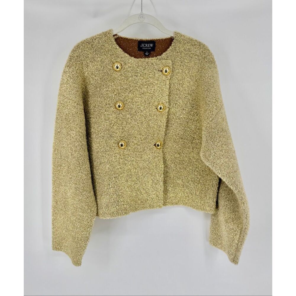 NWT J.Crew COLLECTION Oversized Double-Faced Metallic Crop Jacket Size Medium - Picture 2 of 10
